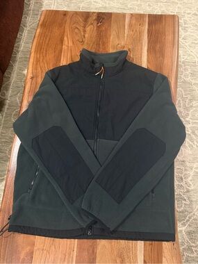 Ozark Trail Men’s Dark Green and Black Lightweight Fleece Jacket Zipper Size L